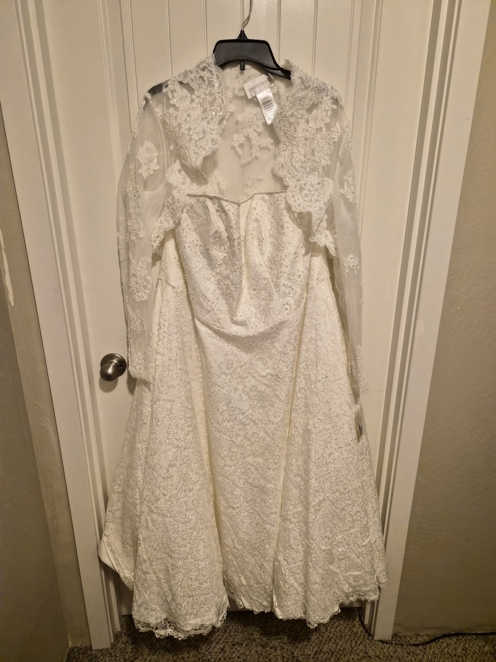 David's Bridal Ivory Lace Long-Sleeve Wedding Dress 9T9948